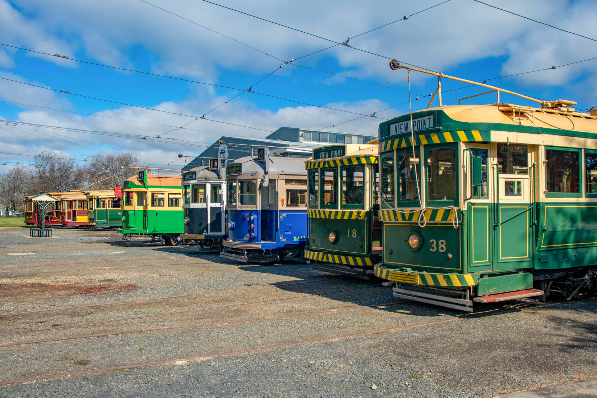 All lined up at the depot ready to roll.