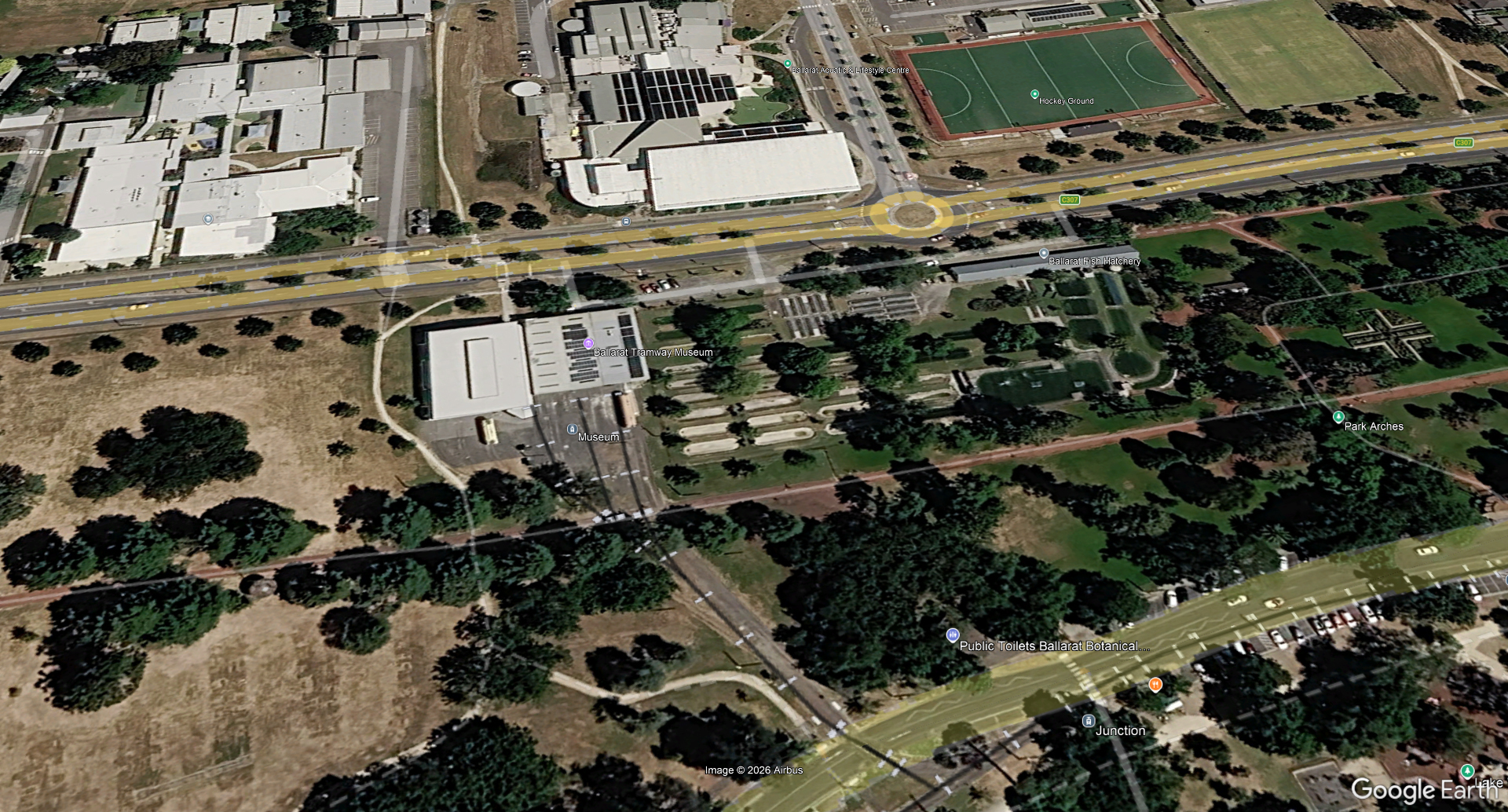 Google Earth view of the Museum Precinct 2026
