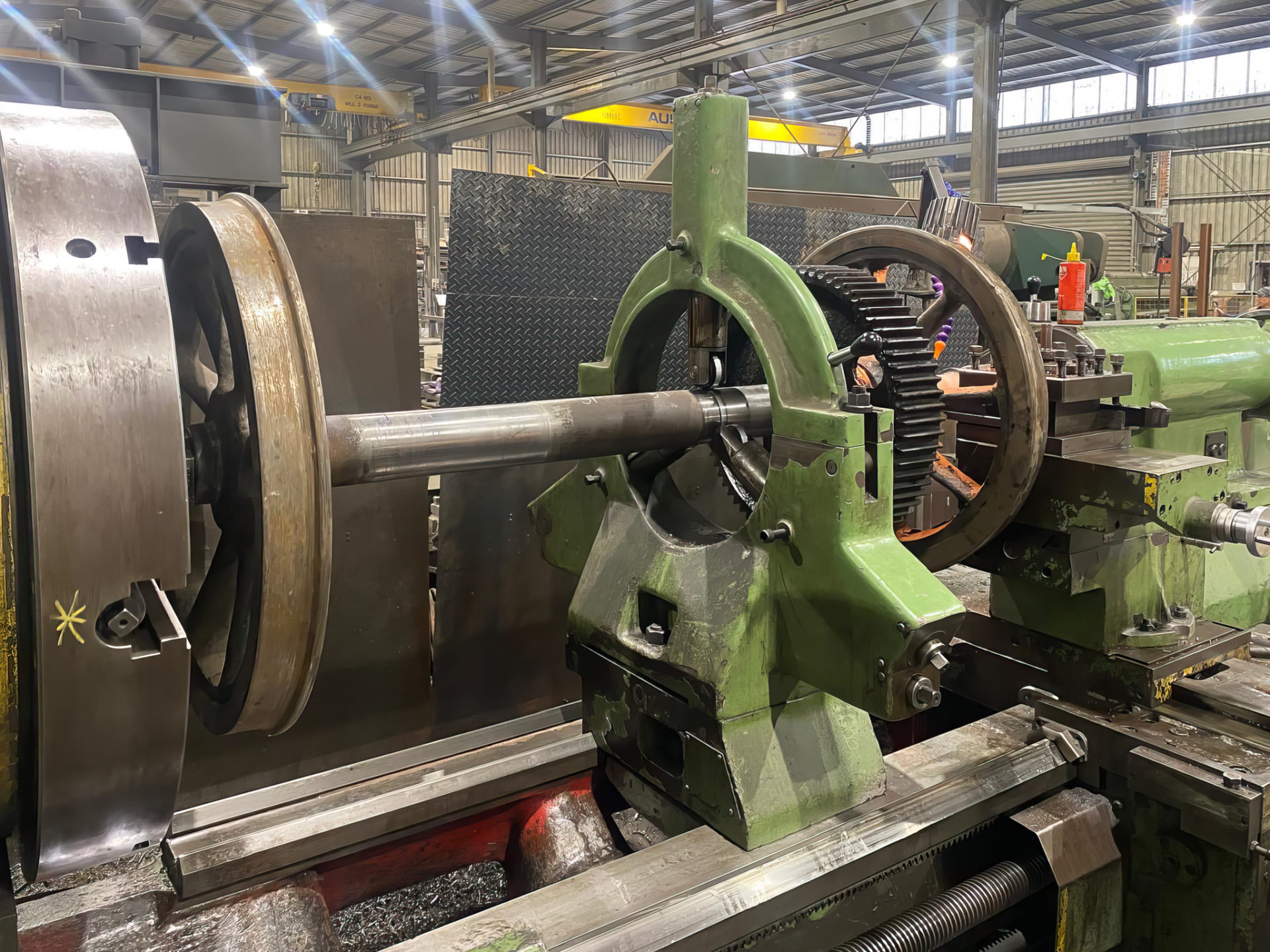 The wheels and axle of No.14 at Finlay Engineering in May 2024.