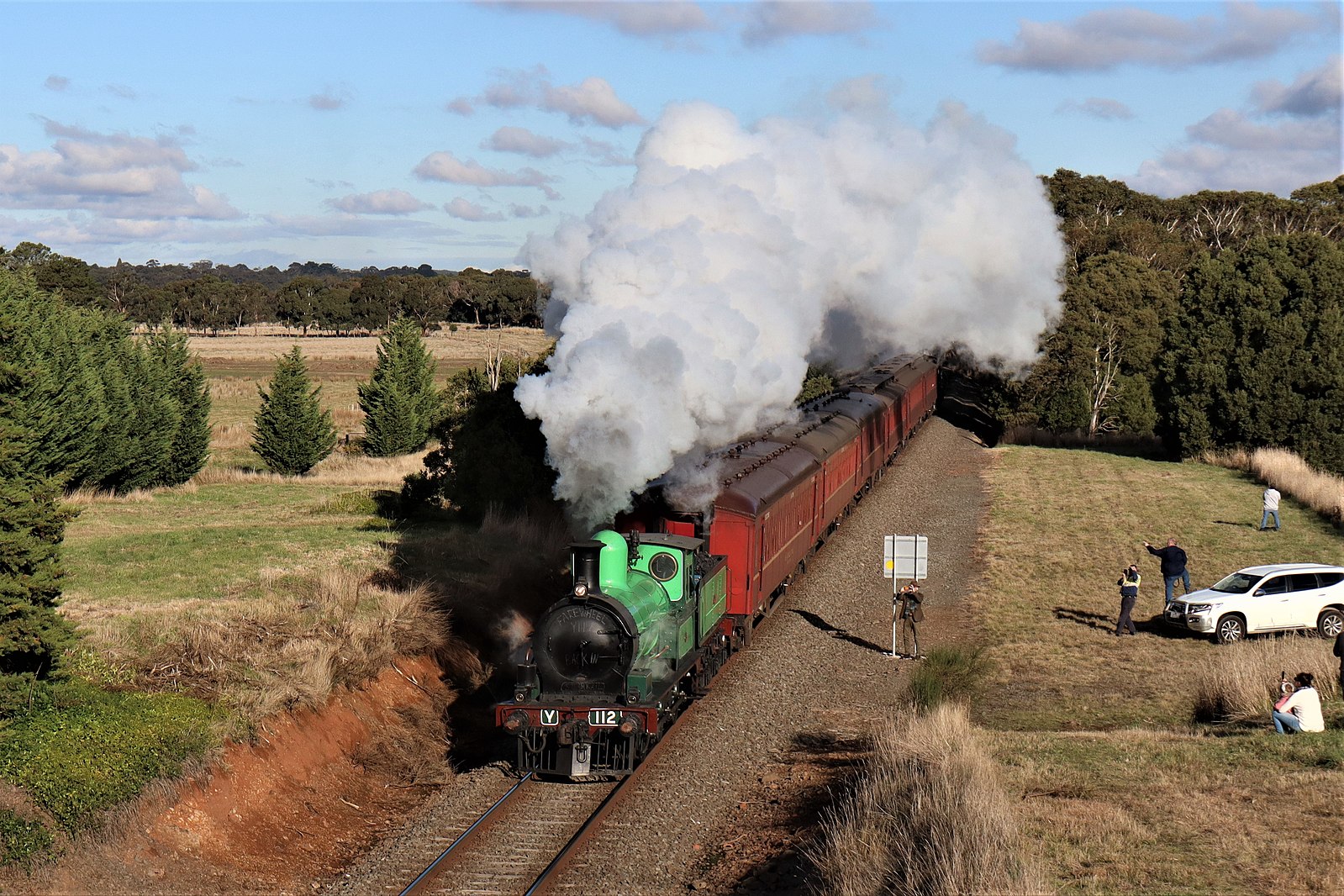 Locomotive Y112 at Navigators on a trip from Ballarat to Lal Lal, 2022.

Photo: ConnorL-D, CC BY-SA 4.0  via Wikimedia Commons