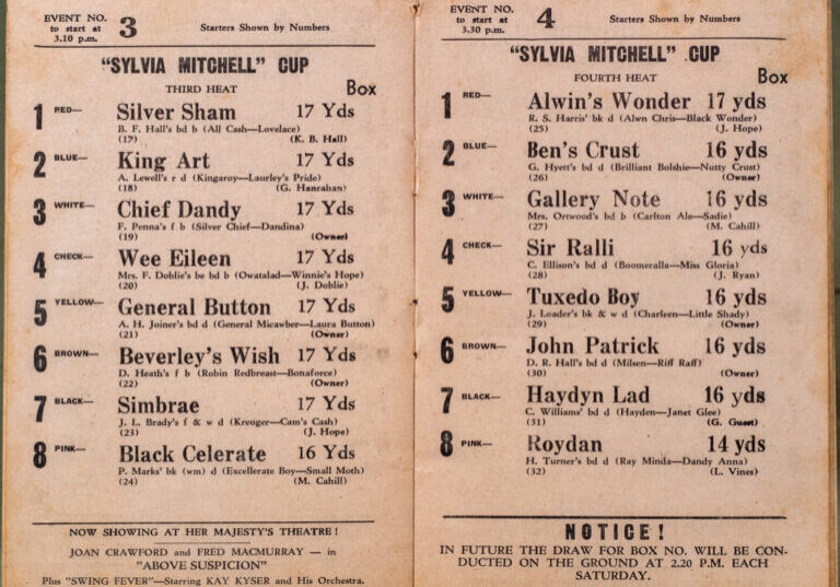 Pages 9 and 10 from the event booklet