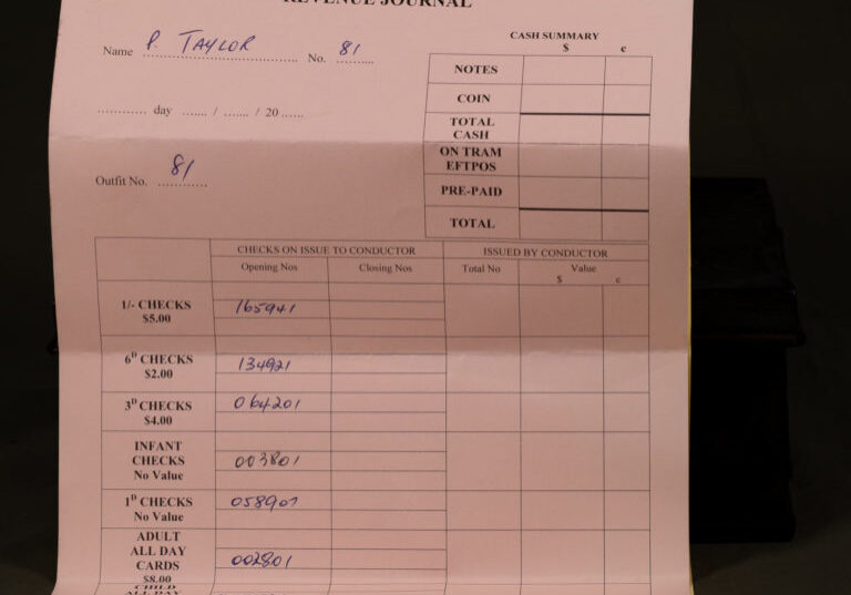 Conductor's journal to record all tickets sold.