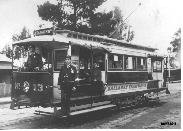 ESCo Standard tramcar No. 13 at Depot Junction Wendouree Parade, c1906.