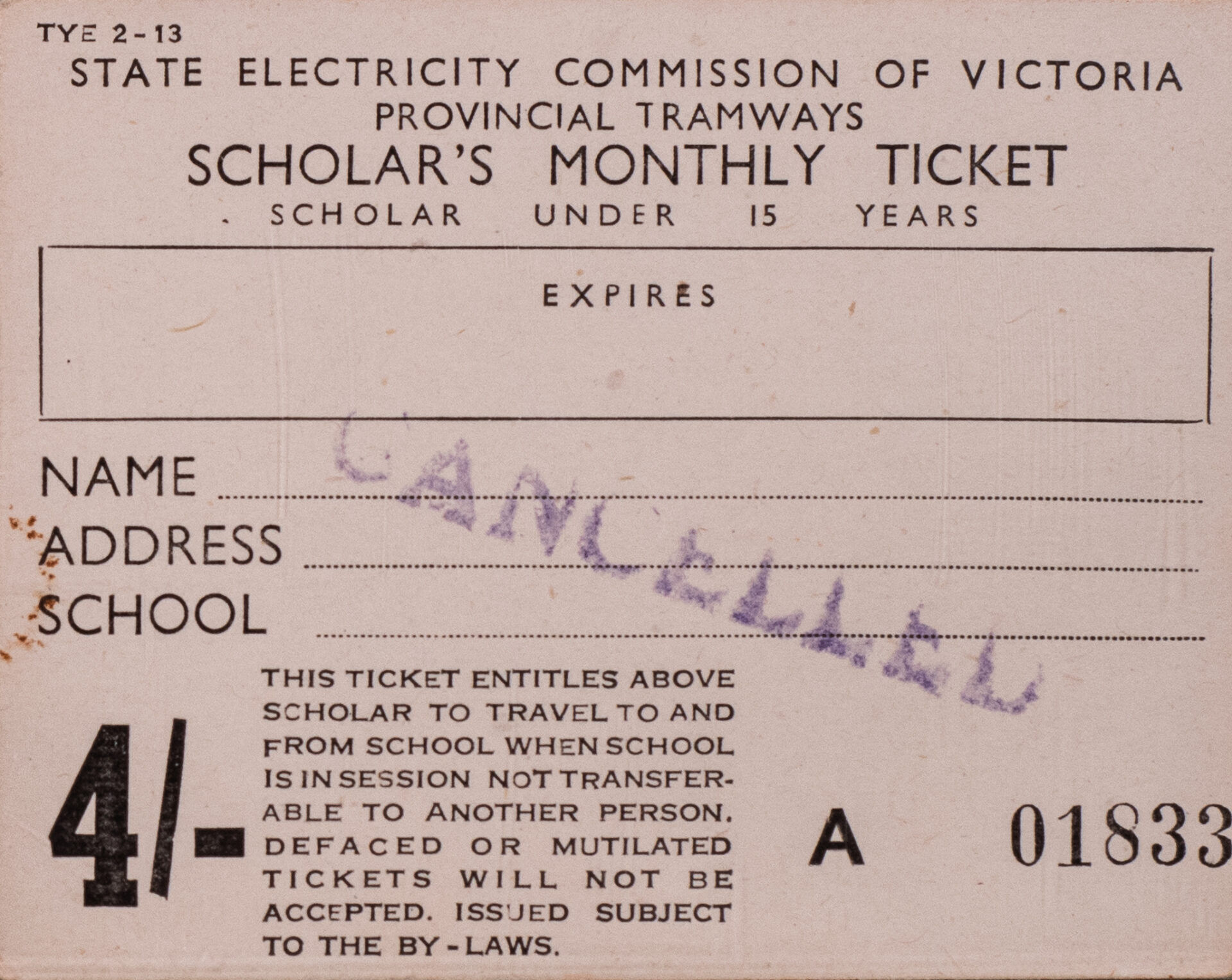 Scholar's paper ticket